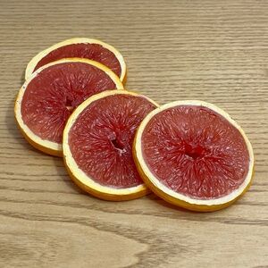 Vtg Realistic Rubber 4 Pink Grapefruit Slices Faux Fruit Citrus Decor Prop MCM